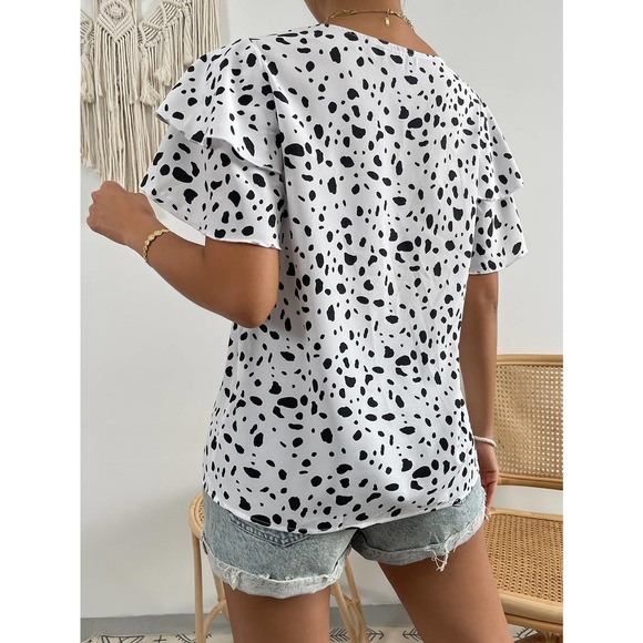 Dalmatian Print Butterfly Sleeve Blouse - Picture 7 of 11